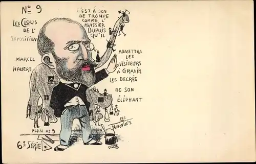 Künstler Ak Norwins, Marcel Habert, Les Clous de l'Exposition No. 9, Karikatur