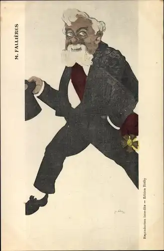 Künstler Ak Muller, E., Französischer Politiker Armand Fallières, Portrait, Karikatur