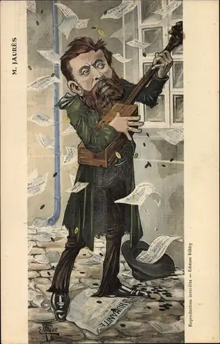 Künstler Ak Muller, E., Französischer Politiker Jean Jaurès, Portrait, Karikatur