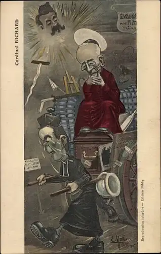 Künstler Ak Muller, E., Cardinal François-Marie-Benjamin Richard de la Vergne, Karikatur