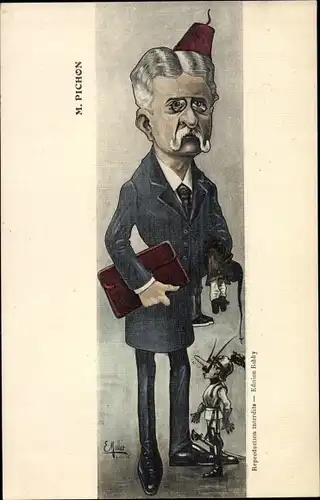Künstler Ak Muller, E., Französischer Politiker Stephen Pichon, Wilhelm II, Karikatur