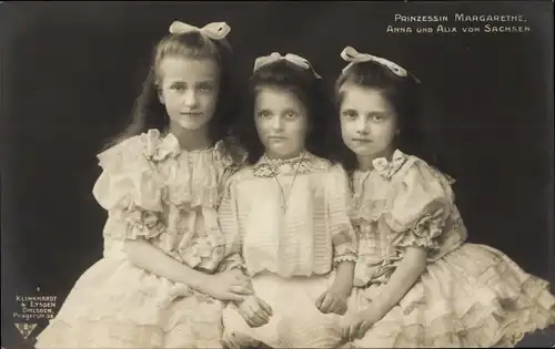 Ak Prinzessinnen Margarethe, Anna und Alix von Sachsen, Portrait