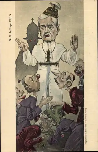 Künstler Ak Papst Pius X., Giuseppe Melchiorre Sarto, Portrait, Karikatur