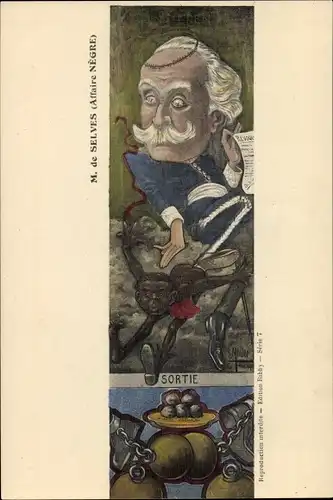 Künstler Ak Muller, E., Justin de Selves, Affaire Negre, Karikatur