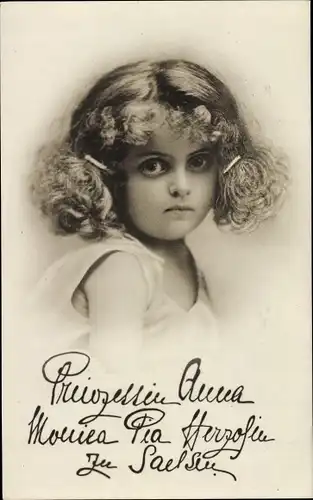 Ak Prinzessin Anna Monika Pia von Sachsen, Portrait