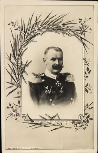 Passepartout Ak Wilhelm II, König von Württemberg, Portrait in Uniform
