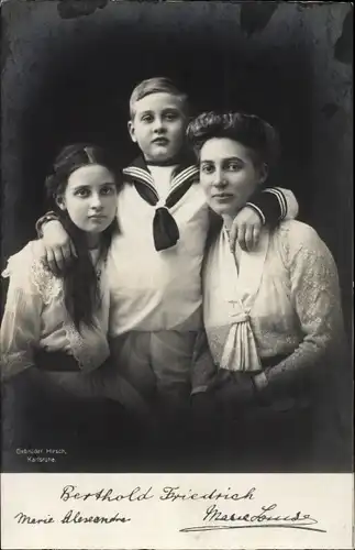 Ak Berthold Friedrich von Baden, Marie Alexandra von Baden, Maria Luise von Hannover Cumberland