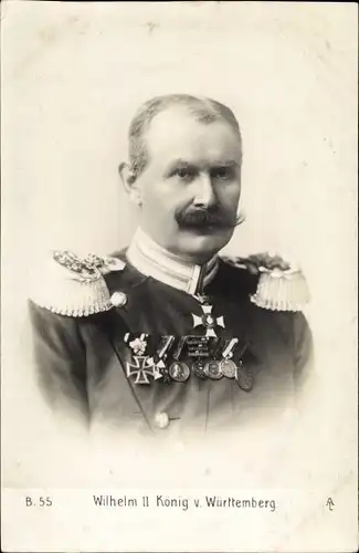 Ak Wilhelm II., König von Württemberg, Portrait, Orden