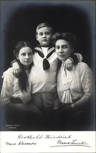 Ak Berthold Friedrich von Baden, Marie Alexandra von Baden, Maria Luise von Hannover Cumberland