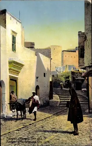 Ak Tanger Marokko, Une Rue, Esel