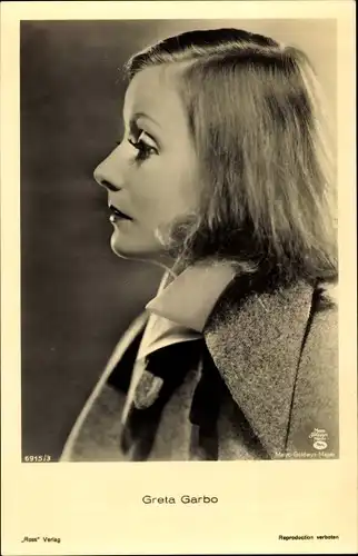 Ak Schauspielerin Greta Garbo, Portrait, Profil