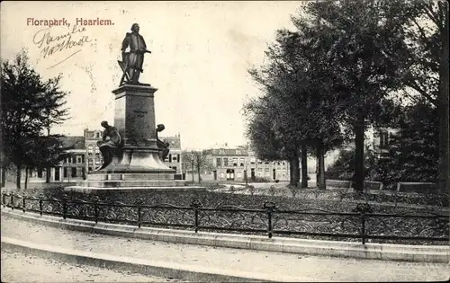 Ak Haarlem Nordholland Niederlande, Florapark, Denkmal