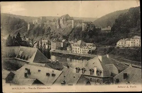 Ak Bouillon Wallonien Luxemburg, Vue du Chateau-fort, Blick über den Ort zur Burg