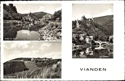 Ak Vianden Luxemburg, Vallee de l'Our, Château, Sanatorium