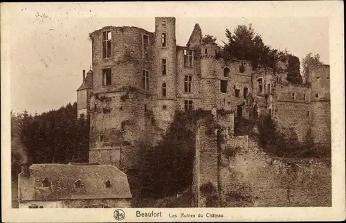 Ak Beaufort Befort Luxemburg, Les Ruines du Chateau
