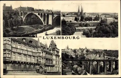 Ak Luxemburg Luxembourg, Le Pont Adolphe, Panorama, Schloss