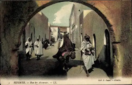 Ak Bizerte Tunesien, Rue des Aissaouas, Straßenpartie