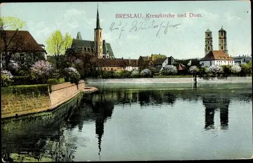 Ak Wrocław Breslau Schlesien, Kreuzkirche, Dom, Dominsel, Ostrów Tumski