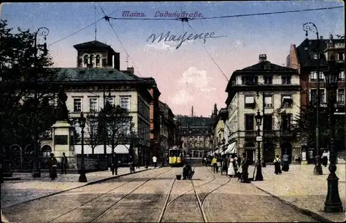 Ak Mainz am Rhein, Ludwigstraße, Straßenbahn