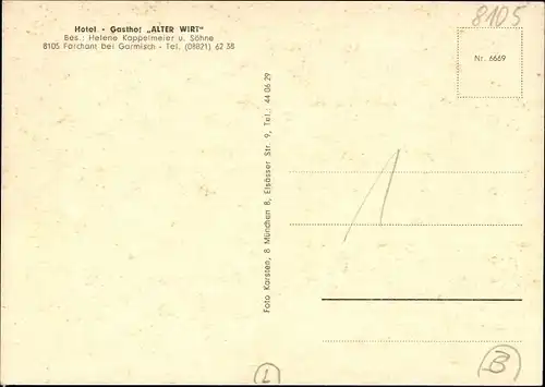 Ak Farchant Oberbayern, Hotel Gasthof Alter Wirt