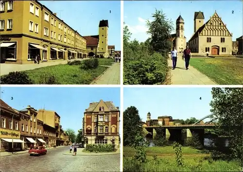 Ak Fürstenwalde an der Spree, Kirche, Rathaus, Brücke, Straßenansicht