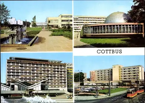 Ak Cottbus in der Niederlausitz, Blíldungszentrum, Planetarium, Zentrum, Hotel Lausitz