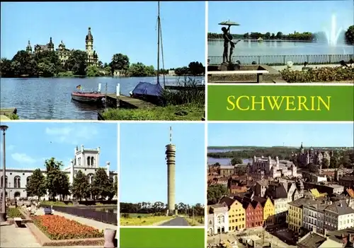 Ak Schwerin in Mecklenburg, Schloß jetzt pädag. Institut, Am Pfaffenteich, Zippendorf Fernsehturm