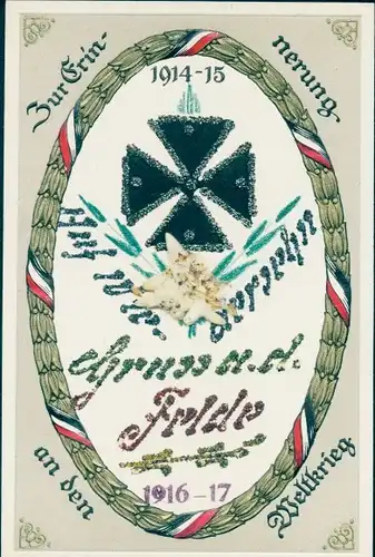 Glitzer Präge Ak Gruß aus dem Felde, Eisernes Kreuz