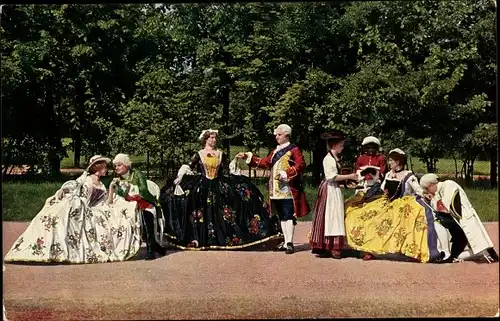 Ak Meißen in Sachsen, Gruppen aus dem Festspiel zur 200 jährigen Jubelfeier Porzellan