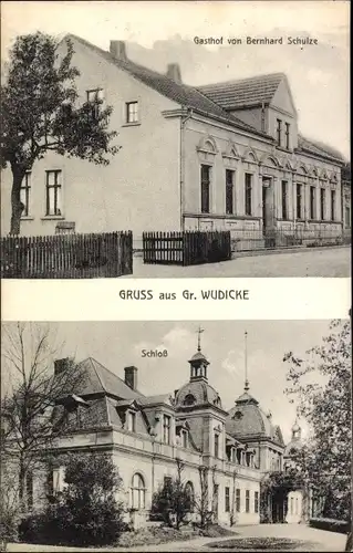 Ak Großwudicke Milower Land Brandenburg, Gasthof Bernhard Schulze, Schloss