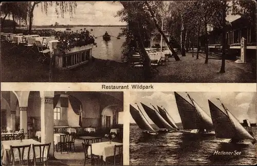 Ak Mellensee bei Zossen in Brandenburg, Restaurant Wildpark, Segelregatta