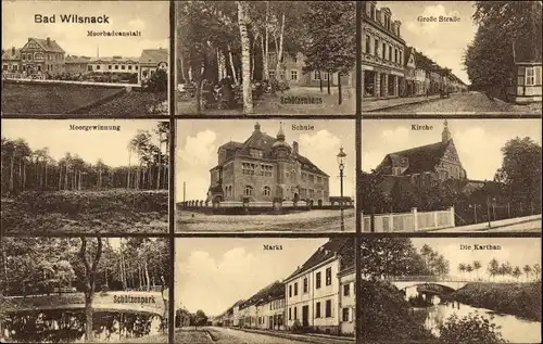 Ak Bad Wilsnack, Moorbadeanstalt, Große Straße, Kirche, Schule, Markt