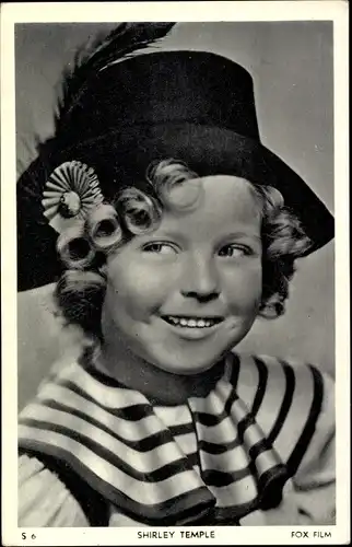 Ak Schauspielerin Shirley Temple, Portrait mit Hut, Fox Film, S 6