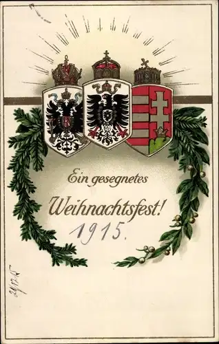 Wappen Ak Glückwunsch Weihnachten, Mistelzweige, Tannenzweige, Patriotik