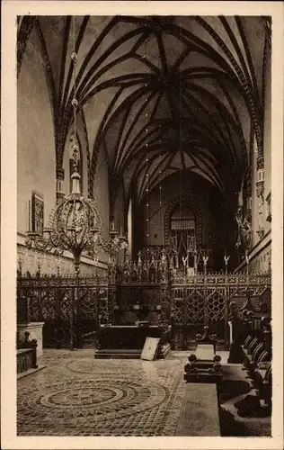 Ak Malbork Marienburg Westpreußen, Hochschloß, Marienkirche, Blick nach Westen