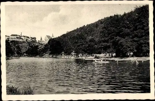 Ak Znojmo Znaim Südmähren, Niederdonau, Teilansicht, Strandbad