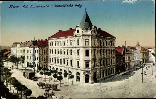 Ak Přerov Prerau Region Olmütz, Roh Komenskeho a Kromerizske tridy