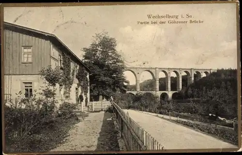 Ak Göhren Wechselburg in Sachsen, Partie bei der Göhrener Brücke, Viadukt, Restaurant