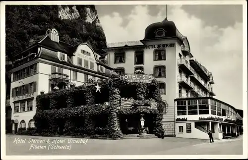 Ak Flüelen Kanton Uri Schweiz, Hotel Sternen, Hotel Urnerhof