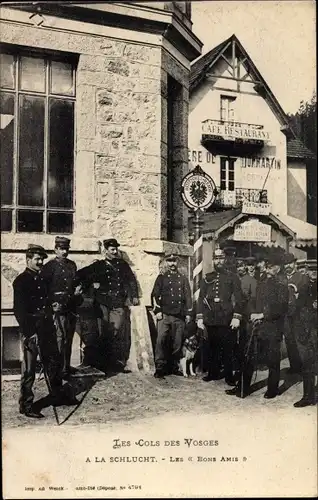 Ak Col de la Schlucht Vosges, Le Bons Amis, Soldaten, Uniform, Grenze