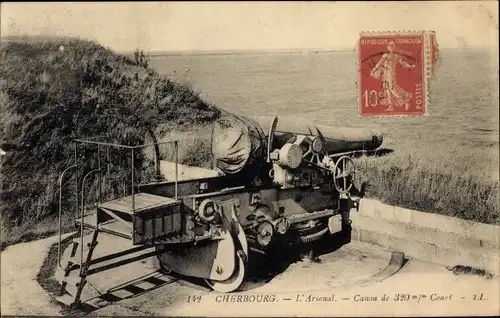 Ak Cherbourg Manche, L'Arsenal, Canon de 320mm