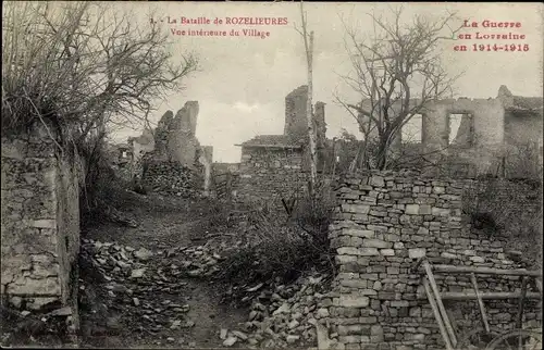 Ak Rozelieures Meurthe et Moselle, La Bataille, Vue interieure du Village, Kriegszerstörung 1. WK