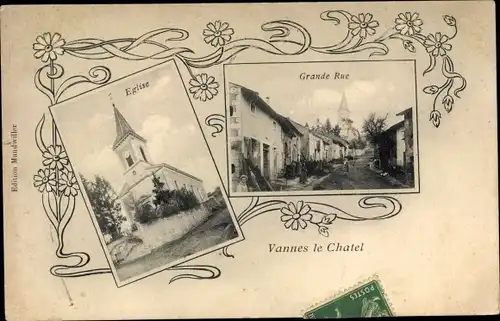 Ak Vannes-le-Châtel Meurthe et Moselle, Eglise, Grande Rue