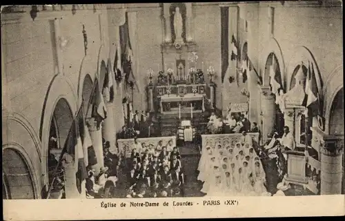Ak Paris XX, Eglise de Notre Dame de Lourdes