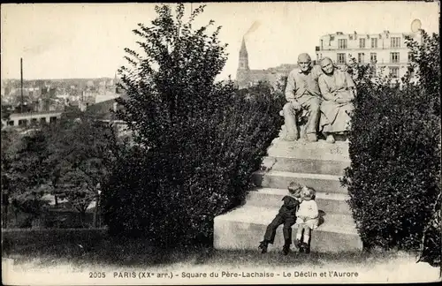 Ak Paris XX, Square du Père Lachaise, Le Declin et l'Aurore