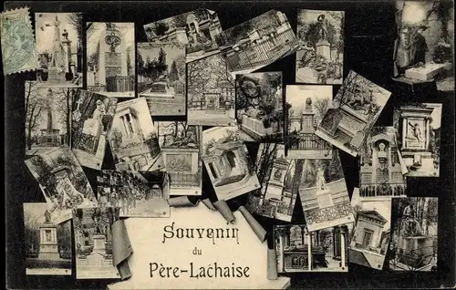 Ak Paris XX, Souvenir du Père Lachaise