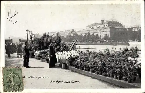 Ak Paris, Les petits metiers parisiens, le Quai aux fleurs