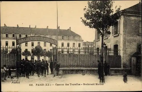 Ak Paris XX, Caserne des Tourelles, Boulevard Mortier
