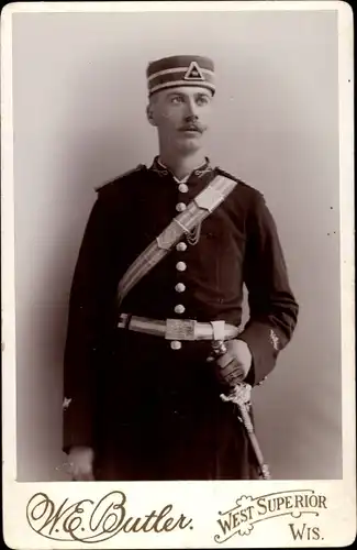 Kabinett Foto Freemason, Mitglied einer Freimaurerloge in Uniform