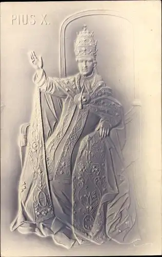 Präge Ak Papst Pius X., Gewand, Thron